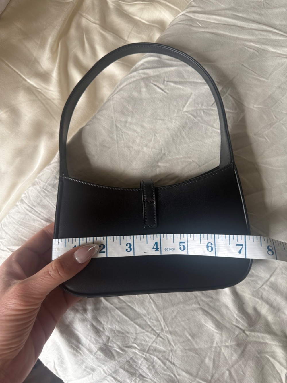 Saint Laurent Black Leather Shoulder Bag with Gold YSL Monogram NEVER USED - Picture 5 of 10